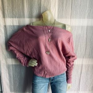 Mauve Off the Shoulder Batwing Top
